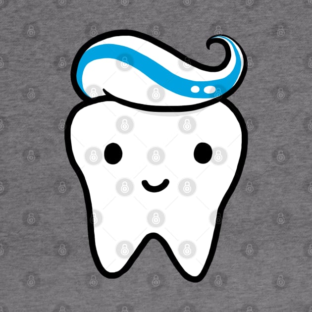 Kawaii Tooth with Toothpaste by Coffee Squirrel